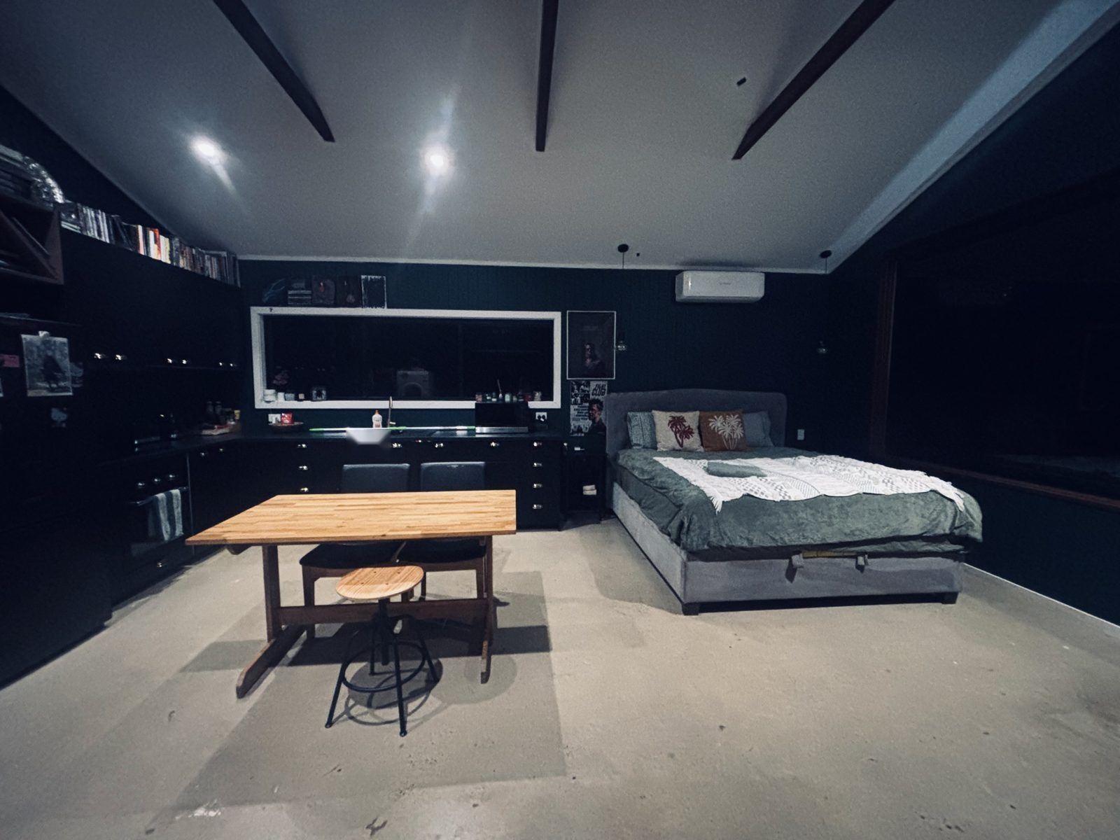 The studio at dusk